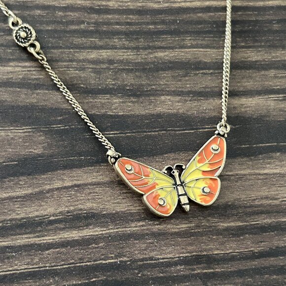 Yellow and Orange Enamel Butterfly Necklace ASO Alex Russo - Picture 7 of 12
